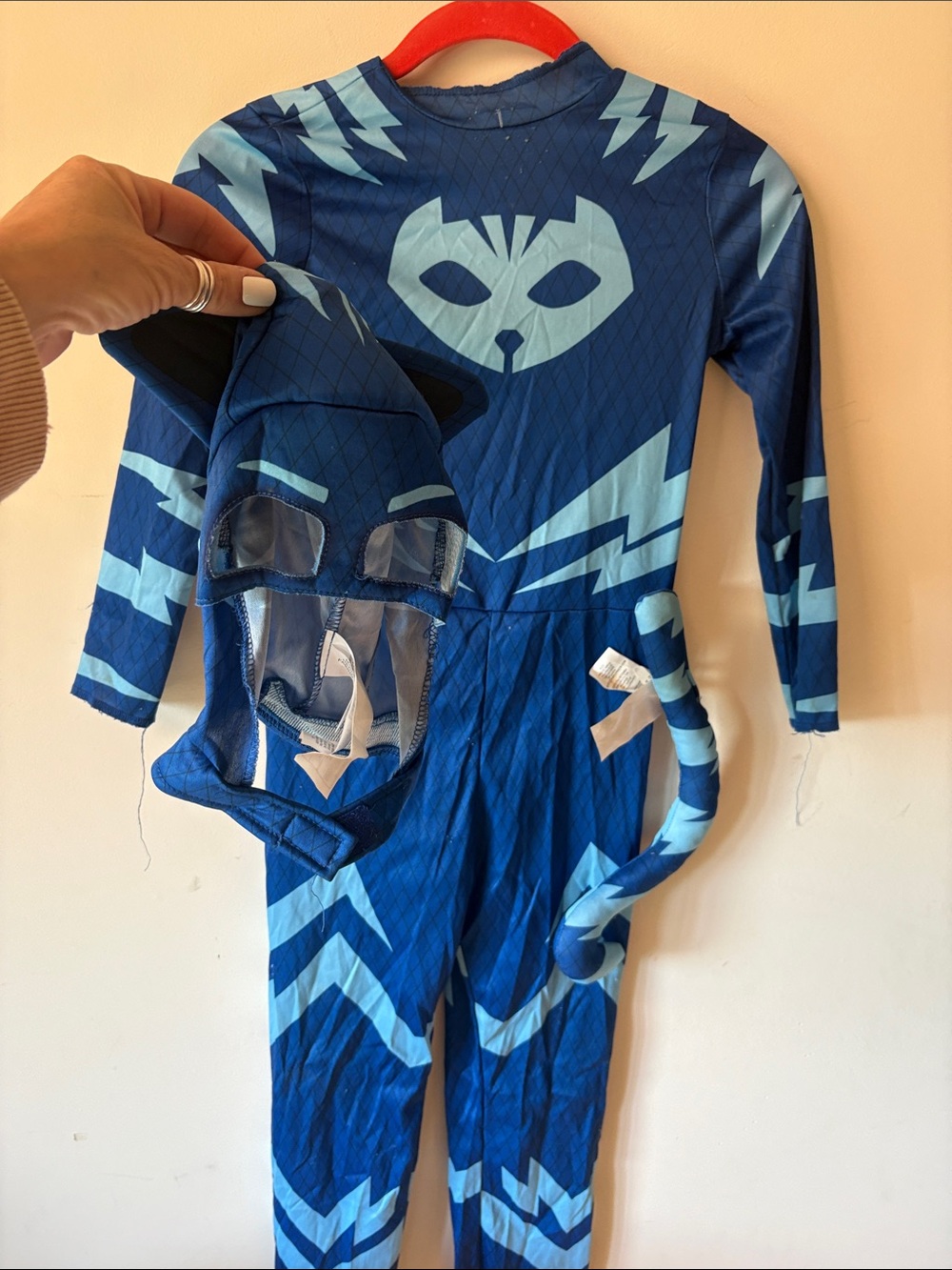 Blue Catboy Kids Costume - Masked Jumpsuit kids size large for a 4-5 yo